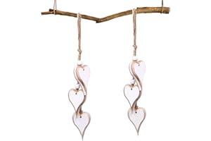 Dtoterul 2 Stück Herz Deko Holz Anhänger, Fensterdekohänger, Hochzeit, Raumdeko