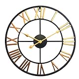 Mecotech Vintage Wanduhr Ø 40 cm Durchmesser Große Metall Römische Ziffern Wanduhr Lautlos Uhr Wanduhr ohne Tickgeräusche, 15.75 Zoll