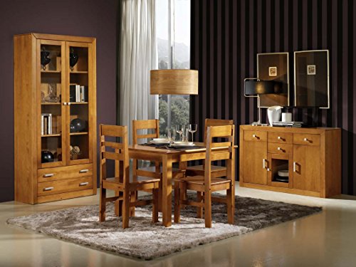 Dogar Kynus - Set de 2 sillas con asiento de madera, 98 x 42 x 45 cm, madera, color cerezo