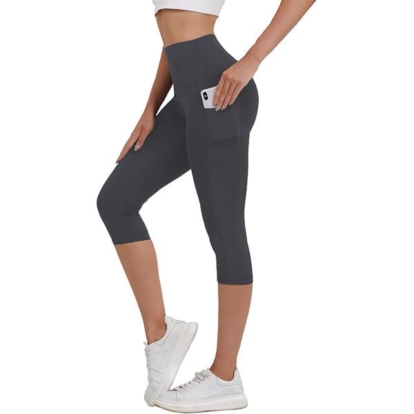 Legging 3/4 Femme NKPUYT - Taille Haute Avec Dentelle - Pantalon Yoga Été - Sport, Fitness