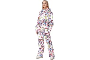 HOTIAN Damen Schneeanzug, Damen Einteiler Skioverall Wasserdicht Winddicht Winter Warme Einteiliger Skioverall,für Wandern Klettern Isoliertes Snowboarden