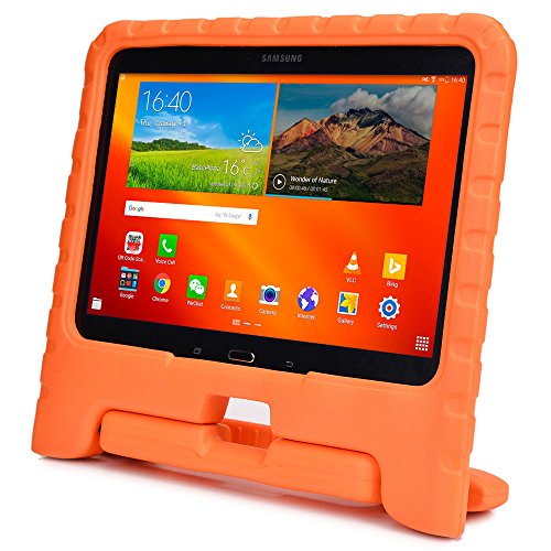 Samsung Galaxy Tab 4 10.1, Tab 3 10.1 hülle fur kinder, COOPER DYNAMO Beanspruchbare, strapazeirfähige, robuste, gepolsterte Hartschalenhülle mit integriertem Griff, Standfunktion & durchsichtigem Displaysschutz (Orange)