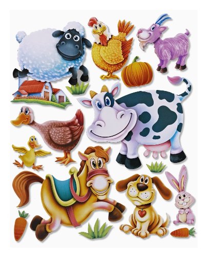 Stickerkoenig Adesivi 3D da parete - graziosi animali della fattoria - anche per finestre, armadi, porte eccetera, su fogli