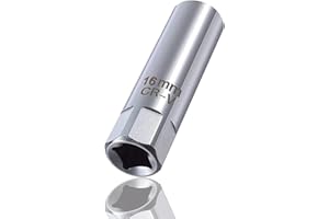 Youzzei 16mm Spark Plug Socket, 12 Point Thin Wall Spark Plug Socket, CR-V Steel 3/8 Inch Drive Removal Tool Built-in Spring Clips for Automobile Sparking Plug Wrench, Cars Motorcycle(16mm)