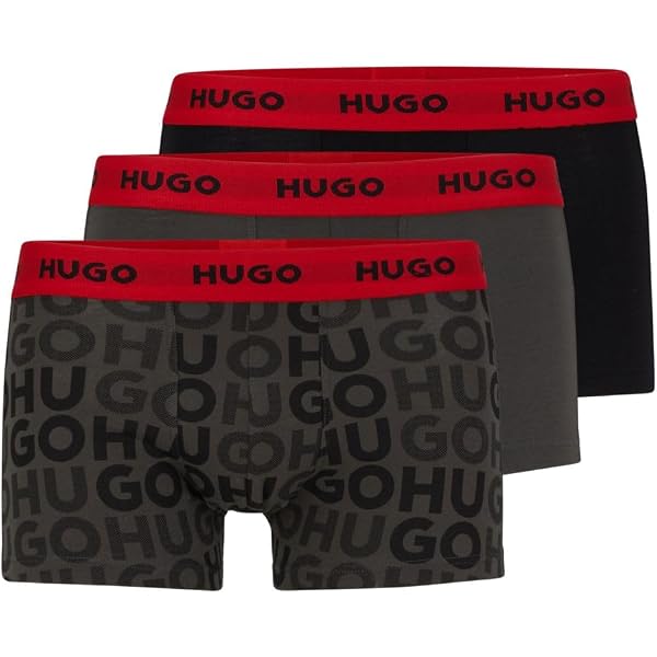 Lot De 3 Slips Hugo Homme - Coton Stretch - Taille à Logo - Hipbrief