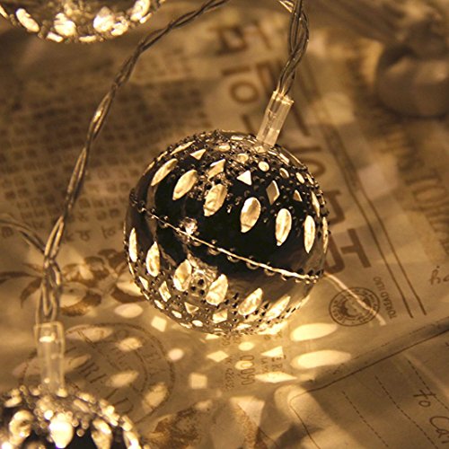 DOLDOA 20er LED Lichterkette silberne Kugeln batteriebetrieben,Silber - 2