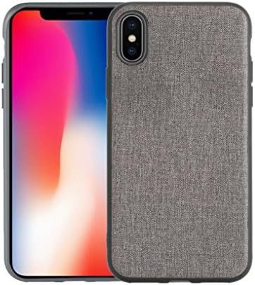 KOLLOEY iPhone X (5.8") Case,DOUBLE Protection --- Soft Frame &amp; Hard Back --- Canvas Pattern Full edge protective phone case Supports Wireless Charging For iPhone X (5.8") (Grey)
