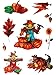 Produktbild 9 tlg. Set _ Fensterbilder - " Vogelscheuche & Herbst Laub " - Herbst / Blätter - Laubblätter - statisch haftend - selbstklebend + wiederverwendbar / Sticker Fenstersticker Aufkleber - Herbstfrüchte - Fensterbild - z.B. für Fenster und Spiegel - Fensterdeko Fensterfolie Kinderzimmer Deko