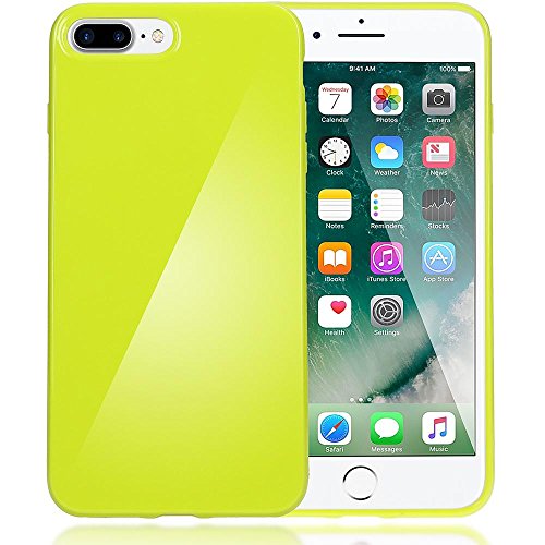 iPhone 8 Plus 7 Plus Funda Carcasa de NALIA  Protectora Movil TPU Silicona Fina Bumper  Goma Cubierta Jelly Cobertura Delgado Cover Phone Case para Telefono Apple iPhone 7  8  - Ne  n Verde Amarillo