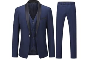 YOUTHUP Abito Uomo Slim Fit 3 Pezzi Abiti da Sposa Elegante Cerimonia Shawl Lapel Smoking Blazer Pantaloni Panciotto