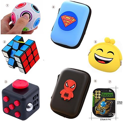 Seeby Rainbow Magic Ball Plastic Cube + Fidget Cube + Cube + Yoyo + 3Pcs cute box, For Children's Educational Toy Teenagers Adult Stress Reliever