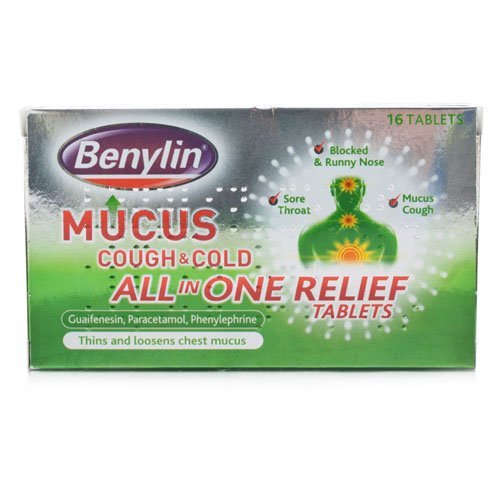 Benylin Mucus Cough and Cold All-in-One Relief Tablets, 16-Count