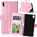 Produktbild Telefon Kasten für Sony Xperia X/Dual F5122,Bookstyle 3 Card Slot PU Leder Case Interner Schutz Schutzhülle Handy Taschen-Rose