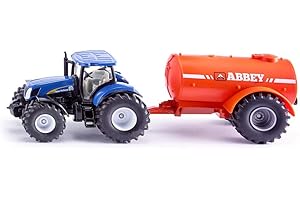 siku 1945, Tractor con remolque cisterna, 1:50, Metal/Plástico, Azul/Naranja, Multifuncional