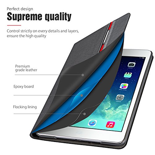 AUAUA iPad Air 2 Hülle, iPad Air 2 Leder Tasche Schutzhülle mit Auto aufwachen / Schlaf Funktion + Clear Schutzfolie (Gift) für Apple iPad Air 2 Zoll Apple Tablet - 5