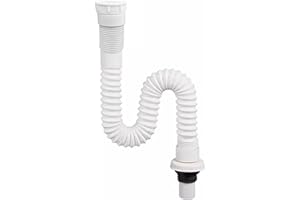 MIKIULY Siphon Lavabo,Tuyau Flexible D'évacuation,Siphon Plastique Gain de Place,Siphon Adaptable pour Évier,Evacuation Evier en à l'Épreuve des Odeurs,Extensible de 320-780 mm,Pour la Salle de Bain,Cuisine