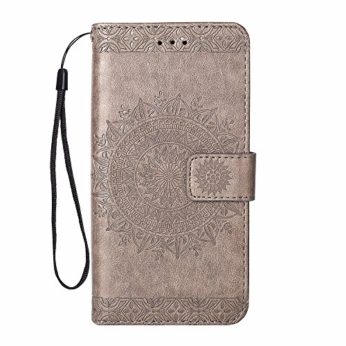 Preisvergleich Produktbild ZCRO Leder Hülle für Samsung Galaxy S6 Edge (Nicht für S6) Hülle Schutzhülle Handyhülle Klapphülle Flip Case Cover Leder Tasche Magnet Kartenfach Lederhüllen Handytasche für Galaxy S6 Edge (Grau)