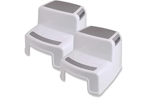 STERUN 2 Pack Double Step Stool for Kids - Sturdy Anti-Slip Toddler 2 Step Stool for Potty Training, Kitchen, and Bathroom