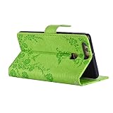 Huawei P9 Hülle,Cozy Hut® Intarsien Bling Kristall Glitzer Strass Diamant PU leder Hülle/ Schutzhülle / Cover / Handyhülle / Etui für Huawei P9 Lederhülle Flip Tasche mit Kartenfächer und Standfunktion Schmetterling Blau Muster Schutzhülle – grün - 4