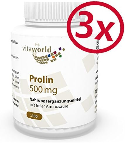 3 Pack Proline 500Mg 3 x 100 Capsules Collagen Made in Germany