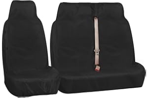 rhinos autostyling FOR VAUXHALL VIVARO 2012 - Premium Heavy Duty Durable Van Seat Covers Single Drivers And Double Passengers Seat Covers - 2 + 1 - Black