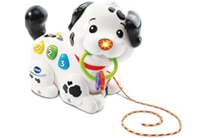 VTech - 1,2,3 P'tit Dalmatien, Jouet à Tirer, Chiot Interactif à Promener, Jeu de Motricité et d'Éveil Musical, Jouet Éducatif, Cadeau Enfant Dès 1 an - Contenu en Français