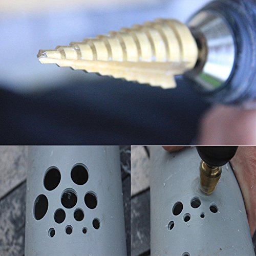 JTENG HSS Hex Shank Pagoda Profi Stufenbohrer Schälbohrer Schälbohrersatz 4-22mm Konusbohrer Kegelbohrer Fräser – Gold - 6