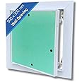 AirTech-UK Plasterboard Aluminium Access Panel Inspection Hatch - Ideal for Walls and Ceilings - Detachable Hinged Push Lock Door with White Powder Coated Aluminium Frame (300mm X 300mm)