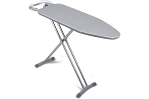 Duwee Deska do prasowania z żaroodpornym pokrowcem, regulowana wysokość, gruba podkładka filcowa, składane nogi, duża, 32 x 93 cm, srebrna
