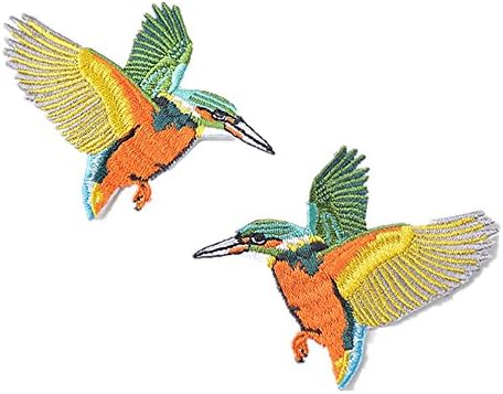 2Pcs Embroidery Kingfisher Sew On / Iron On Patch Badge Bag Hat Jeans Dress Applique Craft