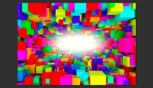 FOTOTAPETE 300×210 cm – VLIES TAPETE PREMIUM – PROFI QUALITÄT – Top moderne Wanddeko – Riesen Wandbild – Top Design Tapete – Neue exklusive Edition mit noch besser Druckauflösung – Deutsches Premium Vlies – Abstrakt 3D bunt a-A-0164-a-a - 2