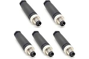 BAYZCONN 5 Stücke M8 3 poliger Stecker Rundsteckverbinder, vor Ort montiert mit 8mm verdrahtetem Sensor, industrieller Rundstecker IP67 ungeschirmter Code gerader Stecker 60V 4A