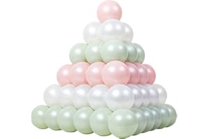 Wharick 100 Pieces 2.17Inches Pit Balls, Phthalate and BPA Free Plastic Ocean Balls, Crush Proof Stress Balls for for 1 2 3 4 5 Years Old Kids Playhouse Ball Pit Pool Accessories Green White