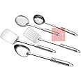 Parage 5 Pieces Stainless Steel Pipe Handle Kitchen Tool Set for Cooking, Set of 5, 35 cm, Silver (Contains: 1 Ladle, 1 Skimmer,1 Turner, 1 Spatula, 1 Slotted Turner)