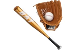 BIGTREE 25'' (63,5 cm) Alloy Baseballschläger mit 9'' Softball Sport Schläger Handschuhe für die Linke Hand Leichtes Sporttraining Slugger Training Jugend-Erwachsenen-Outdoor-Spiel Balken