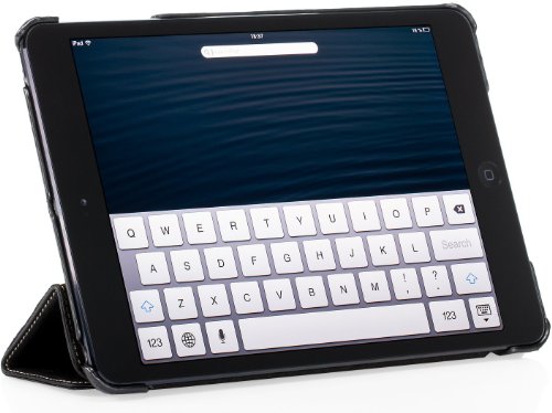 StilGut Couverture Case, Tasche aus feinstem Leder für das Apple iPad mini mit Retinadisplay & iPad mini 3 unterstützt Smart-Cover Funktion, Schwarz - 3