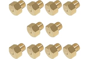 Hooshing 10pcs Propane Gas Opening Nozzle Propane Gas LPG Gas Line Water Heater DIY Burner Parts M5x0.5mm, Orifice Size 0.65mm, Brass Nozzles
