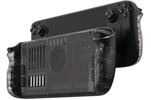 Hzxkqmil Carcasa de Placa Trasera Faceplates para Steam Deck/Steam Deck OLED Consola, Carcasa de Repuesto Claro DIY Panel Personalizado con Ventilación, Negro Transparente