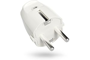 ABSINA greate clavija enchufe macho blanco con alivio de tensión - Clavija macho PVC 230V, 2 polos, 16A & 3,7kW - IP20 enchufe blanco para interiores - Enchufes solera