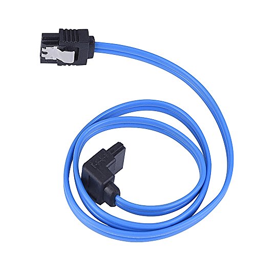 eBoot 6 Stück 18 Zoll SATA III 6.0 Gbps Kabel SATA Anschlusskabel mit Verriegelungslasche und 90-Grad-Stecker, Blau - 6
