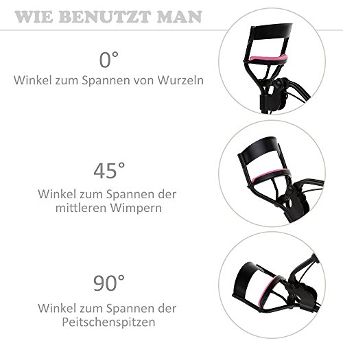 Rovtop Edelstahl Wimpernzange Wimpernformer mit 5 Ersatzsilikonmatte perfekt für geschwungene Wimpern - 2