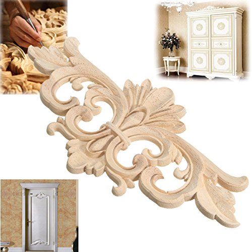2 Stück Holzornamente Schnitzerei Verziehrung Aufklebe für Möbel Schrank Ecke 22*10cm - 7