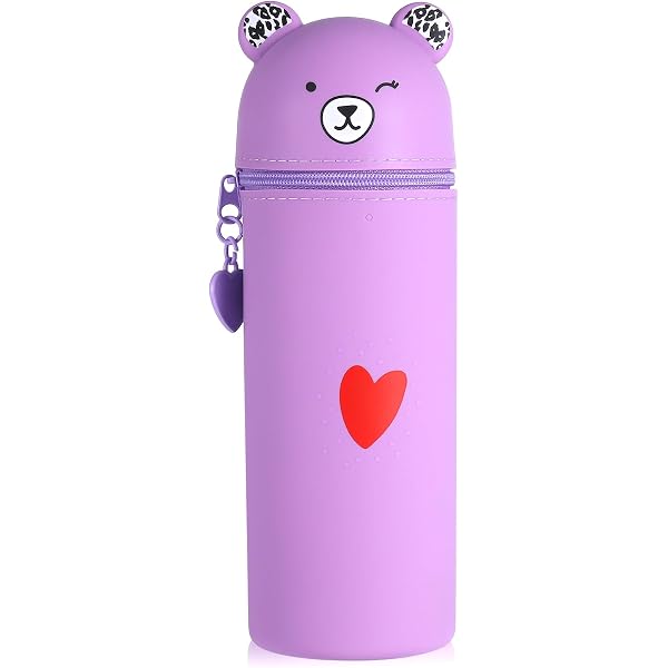 Yuepaikre Kawaii Federmäppchen 2 In 1 – Aus Weichem Silikon, Als Stifthalter Oder Tasche, Braunbär-Design