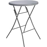 Solycarpa Folding High Table &Oslash;80 cm | PVC Cocktail Table for Events | Heavy duty PVC folding high table Ideal for catering, g