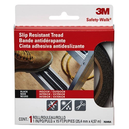 3M Safety-Walk Indoor/Outdoor Tread, Black, 1-in by 180-in Roll, 7634NA