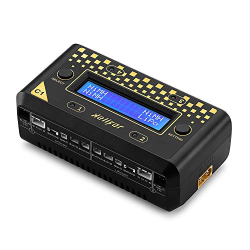 HELIFAR Cargador Balance, C1 Cargador Equilibrio para LiPo / LiHV Batería (1-2S) NiMH / NiCd Batería (2-6S), con Fuente de alimentación de Entrada AC / DC, Apto para Drone, Coche RC, Barco RC