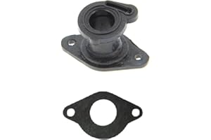 MOTOCULTURE ONLINE Pieza de repuesto original del fabricante: pipa/colector/brida de admisión negra + junta para pequeña motosierra podadora distancia entre ejes de fijación 37 mm Ver visual y dimensiones en la foto