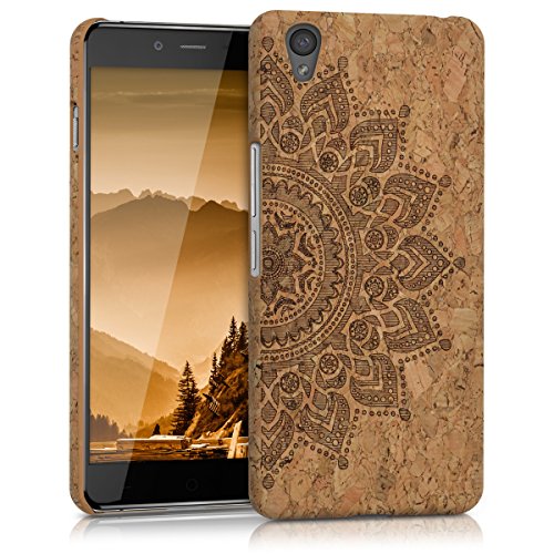 kwmobile Funda de corcho para OnePlus X  5 0   - Case trasero Dise  o Sol saliente para m  vil - Cover protector duro en marr  n oscuro marr  n claro