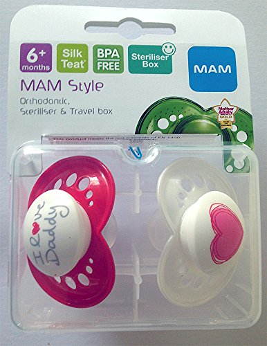 MAM Style - I Love Daddy Soother Twin Pack 6m+ (Red/White)