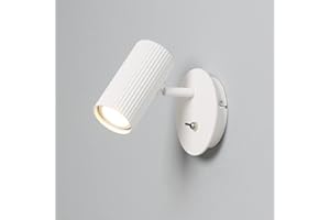 DAWALIGHT Wall Spot lamp, GU10 Wall Lights LED with Switch 5W 3000K Adjustable Wall Sconces for Living Room Bedroom Corridor Reading Room Stairs Hotel Coffee Shop Restaurant Aluminum, White